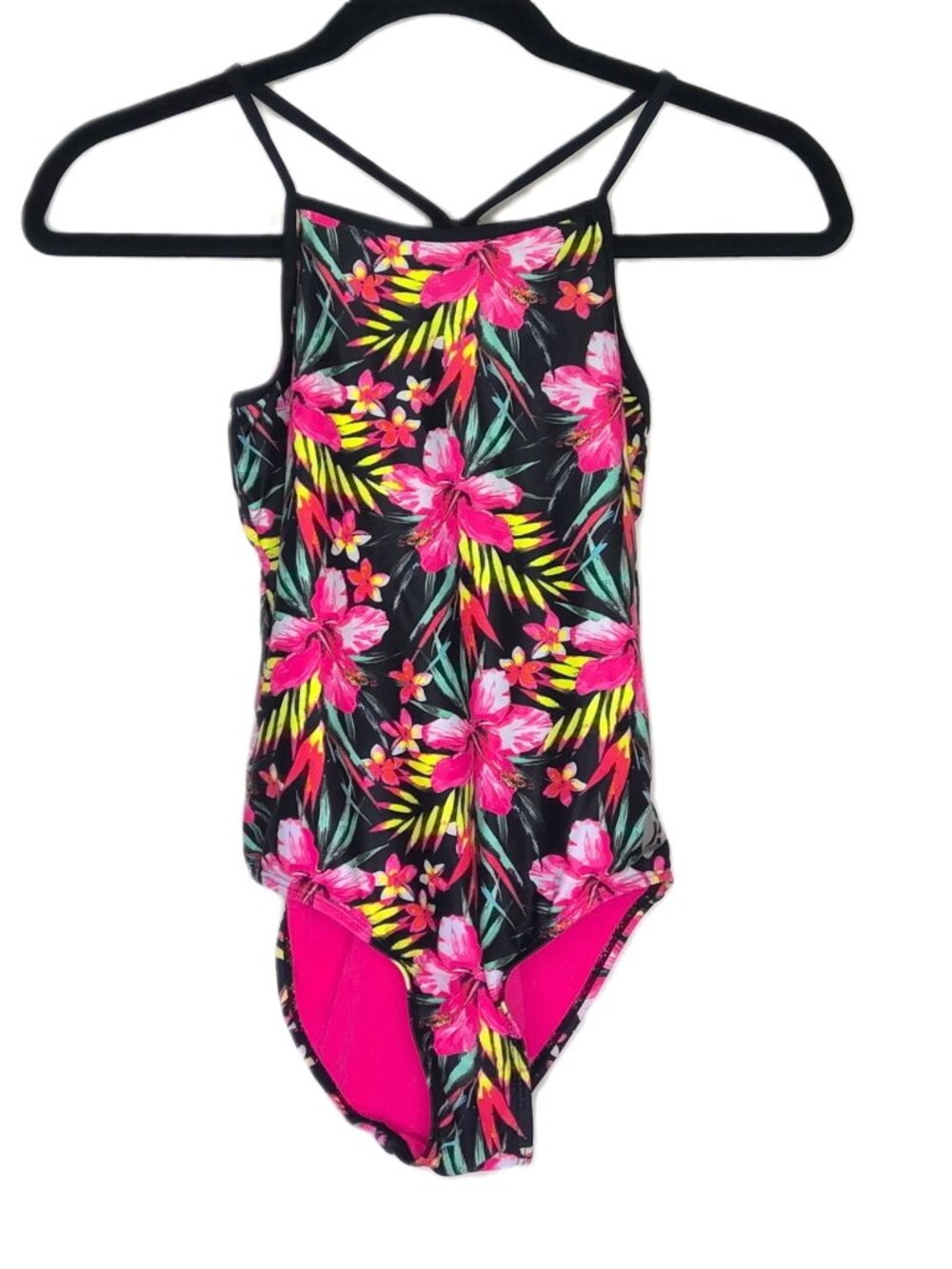 New Hurley Girl's Swimsuit Bright Floral One Piece Bathing Suit Lined 10/12 yrs